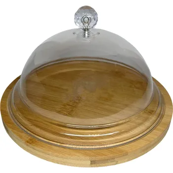 Obraz BAMBUSOVÁ DESKA SE STÍNÍTKEM KULATÁ 23 CM NA SÝRY A UZENINY TĚSTO KŘIŠŤÁL