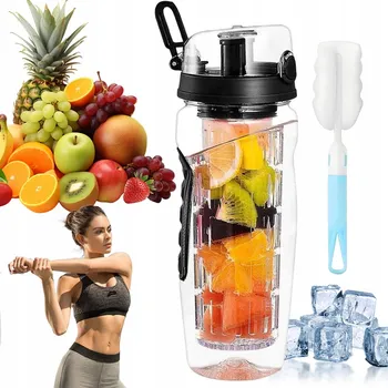 Láhev PŘENOSNÁ SPORTOVNÍ LÁHEV LAHEV NA PITÍ NA VODU SE STUPNICÍ 1000 ML DO ŠKOLY PRÁCE