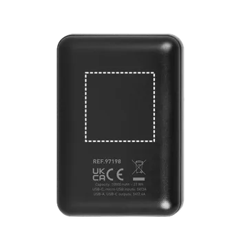 Powerbanka LEAKEY 10. Powerbanka 10 000 mAh ve recyklovaného ABS (100% rABS) 1 upper back, 35 x 35 Sítotisk (plast, papír), 2 barvy