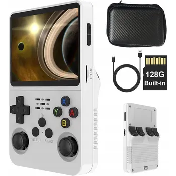 Herní konzole Retro přenosná herní konzole Spreest R36S 64GB bílá Linux, 15127 her