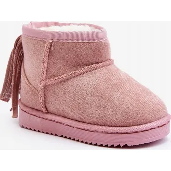 Dámská zimní obuv KOTNÍKOVÉ BOTY DĚTSKÉ ZATEPLENÉ SNĚHULE RŮŽOVÉ 36