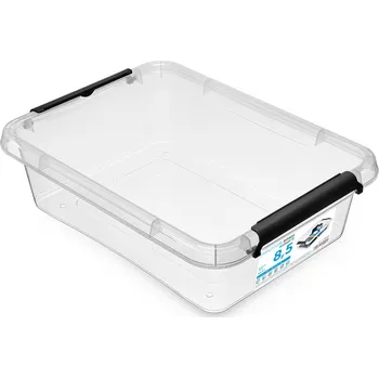 Úložný box Plastový úložný box s víkem a klipy Orplast 8,5 l