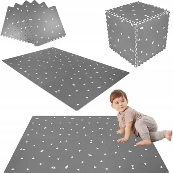 Vzdělávací podložka Humbi šedá pěnová puzzle 180x120 cm, 6 dílů