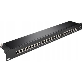 Serverovna Křížový panel Goobay CAT 6A, 24 portů, STP, černý