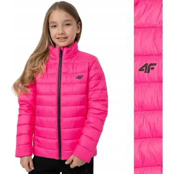 Dívčí bunda BUNDA 4F DÍVČÍ JARNÍ PŘECHODNÁ PROŠÍVANÁ SPORTOVNÍ PRO KAŽDODENNÍ NOŠENÍ