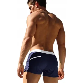 Pánské plavky Pánské plavky šortky boxerky pohodlné moderní se síťkou NÁMOŘNICKÁ MODRÁ - XXL