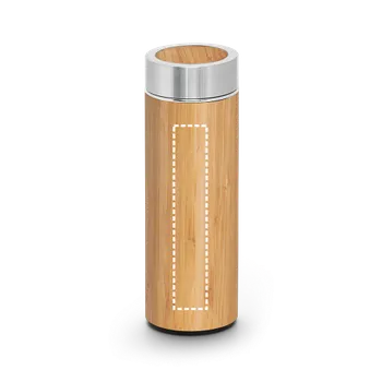 Termoska NATUREL. Bambusová a nerezová (90% recyklace) termoska 430 ml Gravírování laserem (max. 1 barva, 25 x 140mm) 1 barva 1 Tělo lahve