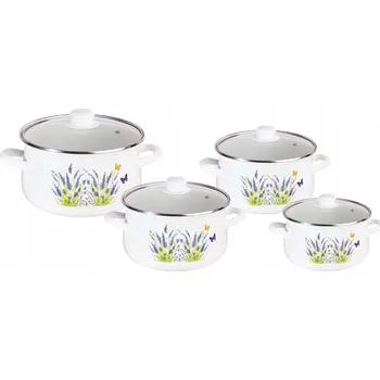 Hrnec Sada hrnců Koko – smaltovaná dekorace LAWENDA, 8 dílů