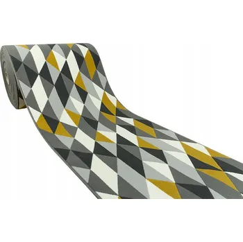 Koberec Šířka 60 cm ŠEDO-ŽLUTÝ BĚHOUN KOBEREC LUNA TROJÚHELNÍKY KOSOČTVERCE DO CHODBY