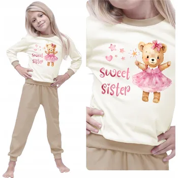 Dámské pyžamo PYŽAMO PRO SESTRU S MEDVÍDKEM, BAVLNĚNÉ, DLOUHÉ, POHODLNÉ - VELIKOST 116