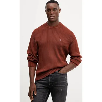 Pánský svetr Bavlněný svetr Calvin Klein Jeans pánský, hnědá barva, LV04RD314G 88X, vel. XS