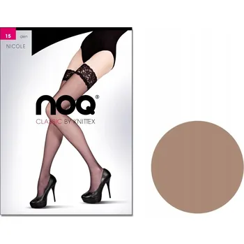 Dámské punčochy Samodržící punčochy 15 DEN LYCRA hladké NICOLE knittex BÉŽOVÁ # 4 L