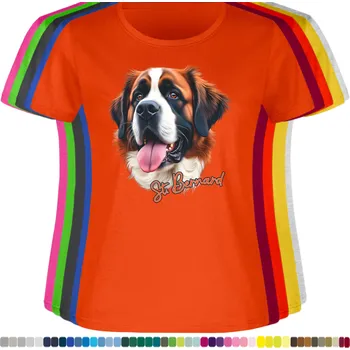 Dámské tričko damske-levne-bavlnene-tricko-digitalni-potisk-pes-bernardýn Barva: Orange - pomerančová, velikost: XS