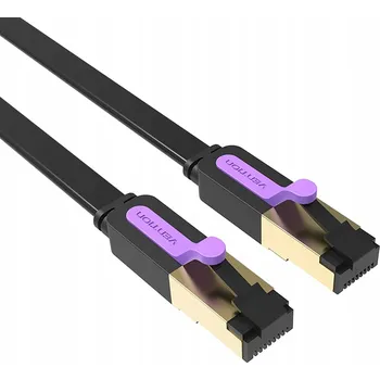 Síťový kabel Plochý síťový kabel UTP CAT7 Vention RJ45 Ethernet 10Gbps 3m černý