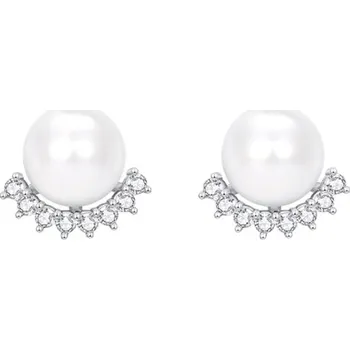 Náušnice JAY Náušnice s bílou perlou Charis - stříbrné zapínání, zirkon JAY-0167-0250160 Stříbrná Bílá