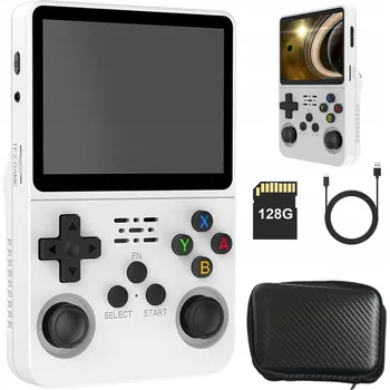Herní konzole Retro přenosná herní konzole Spreest R36S 64GB bílá Linux, 15127 her