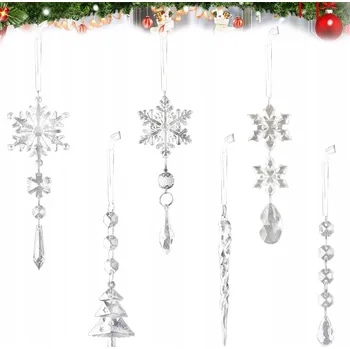 Vánoční dekorace 2 6 Ks vánočních dekorací Akrylové vánoční přívěsky ve tvaru stromku Sněhové Vločky