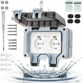 Elektrická zásuvka VENKOVNÍ ZAHRADNÍ ELEKTRICKÁ ZÁSUVKA VODOTĚSNÁ UTĚSNĚNÁ IP66