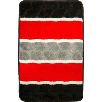 Koberec 50x80 cm PROTISKLUZOVÁ PŘEDLOŽKA FANO S GUMOVOU PODLOŽKOU ČERNÁ ŠEDÁ S PRUHY