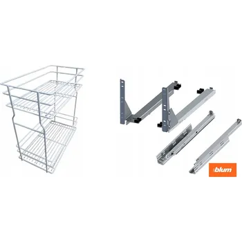 Nábytkové kování Cargo koš do spodní skříňky 30 cm 300 Bílý 2ks s tlumením dovírání BLUM plný výsuv