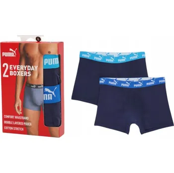 Boxerky PUMA PÁNSKÉ BOXERKY SLIPY ELEMENTS MEN BASIC BOXERS 2P TMAVĚ MODRÉ vel.XL