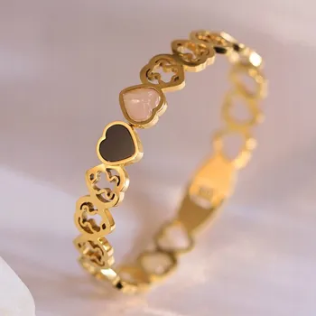 Náramek Zlatý náramek srdce ocel pevný z oceli medvídci