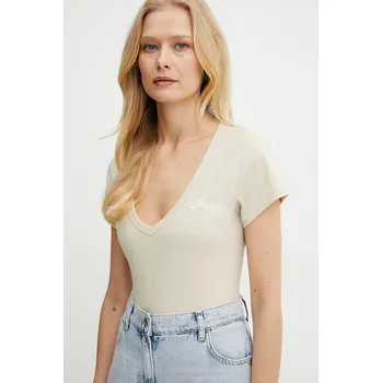 Pánské oblečení Bavlněné tričko BOSS Orange 50540432 béžová 80X, vel. S