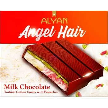 Čokoláda ANDĚLSKÁ ČOKOLÁDA MLÉČNÁ Andělské Vlasy + Pistácie Angel Hair 80g Aylan