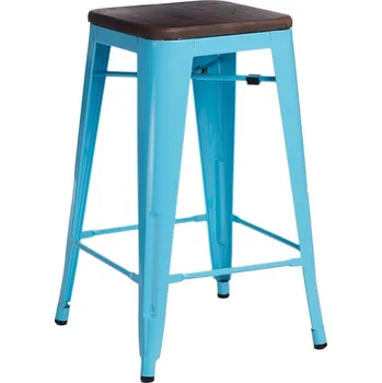 Barová židle D2.DESIGN Barová stolička Paris Wood ořech modrá