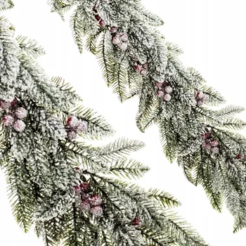 Vánoční dekorace Vánoční girlanda zdobená zasněženým stromečkem dekorace na Vánoce 107 x 21 cm Vánoce