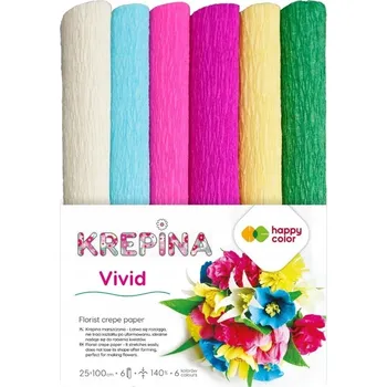 Obraz Krepový Papír Mačkaný 25x100cm DIY Květiny Mix Živé Barvy 6 Kusů Happy Color