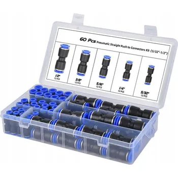 Příslušenství ke kompresoru PNEUMATICKÁ PŘÍMÁ SPOJKA ZÁSUVNÁ RYCHLOSPOJKA TIR 4-12MM SADA 60 KS