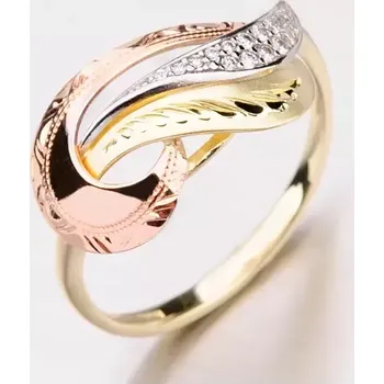 Prsten Dámský prsten žluté zlato 585 zirkon 51P-3109 velikost 62