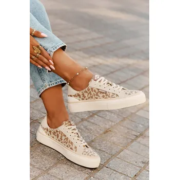 Dámské tenisky Nízké dámské tenisky s leopardím potiskem Lee Cooper LCW-25-02-3330L Barva: Béžová, Velikost: 40