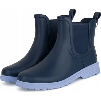 Pracovní obuv Holínky dámské gumové šněrovací boty tmavě modré s fialovou podrážkou velikost 39