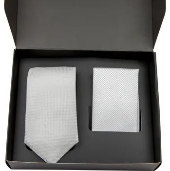 Kravata Pánská kravata bílá hladká + kapesníček bílý