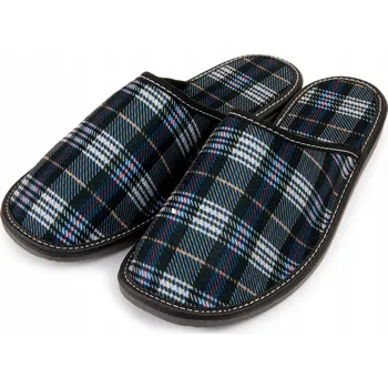 Pánské pantofle Pánské tmavě modré plstěné kostkované domácí Nazouváky vel. 44