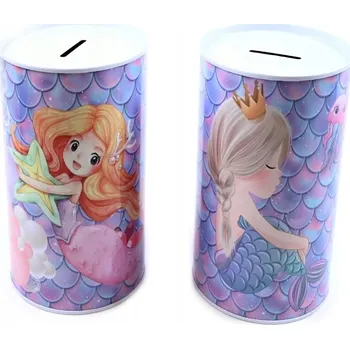 Pokladnička Velká Pokladnička Mořská Panna pro Dívky, Pohádková Kovová Krabička, Různé Vzory