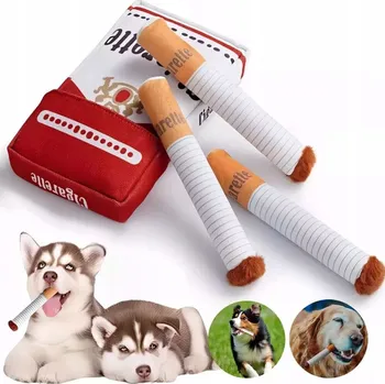 Hračka pro psa PLYŠOVÁ HRAČKA PRO PSA, PÍSKACÍ CIGARETA, 3 KS CIGÁRO