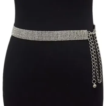 Dámské šaty B-TOP Postříbřený široký pás na šaty se štrasovými krystaly