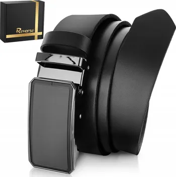 Opasek REVERSE KOŽENÝ OPASEK KE KALHOTÁM REVERSE AUTOMATICKÝ ČERNÁ PŘÍRODNÍ KŮŽE 90