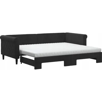 Pohovka Rozkládací pohovka 2 v 1 s matracemi, samet černá, 229x100x68 cm