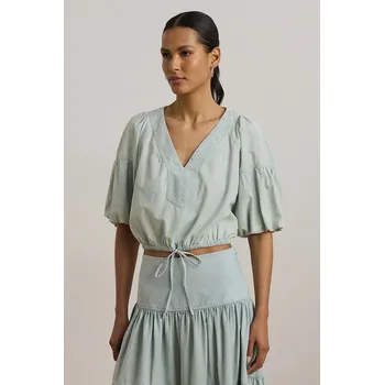 Dámská halenka Bavlněná halenka Lauren Ralph Lauren dámská, modrá barva, hladká, 200971260 05X, vel. 38