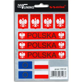 Samolepicí dekorace na vozidlo NÁLEPKA SAMOLEPKY POLSKÁ VLAJKA STUHY ZNAK EU