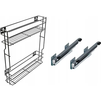 Nábytkové kování Cargo koš do skříňky levý 15cm 150 Grafit 2 patra s tlumením dovírání Rejs plný výsuv