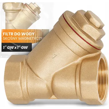 Filtrace vody ŠIKMÝ FILTR S MAGNETICKOU VLOŽKOU 1'' NA VODU MOSAZNÝ S ODLUČOVAČEM NEČISTOT SÍŤOVÝ A9-T