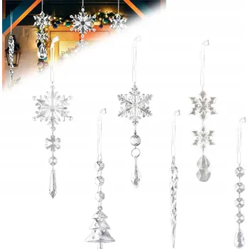 Vánoční dekorace 26x ZÁVĚSNÉ VÁNOČNÍ BAŇKY NA STROMEČEK KRISTALOVÉ rampouchy HVĚZDIČKY