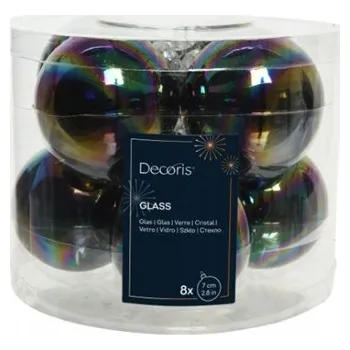 Vánoční ozdoba Sada vánočních baněk 8 ks 7 cm černý chameleon v lesku