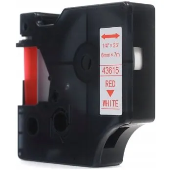 Pásek do tiskárny PÁSKA DYMO D1 ČERVENÁ NA BÍLÉ 6MM X 7M LM100