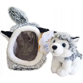 plyšák PES HUSKY vlk pes V DOMEČKU plyšák PLYŠOVÝ PLYŠOVÁ HRAČKA